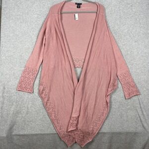New York & Co Draped Open Front Cardigan Blush Pink Womens M Romantic Boho